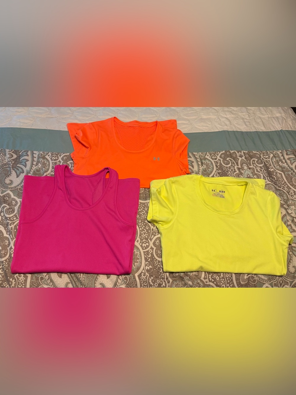 Under Armour Top Bundle Neon Orange, Hot Pink & Neon Yellow Women's Tank & Tops